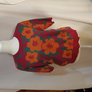 Vibrant Floral Short Sleeve Sweater